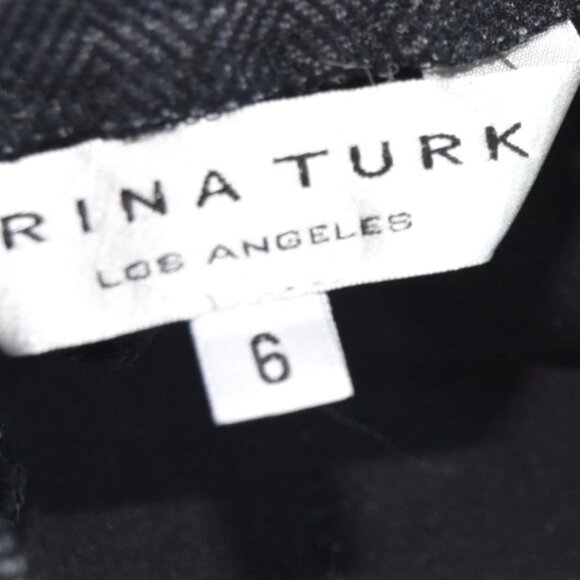 Trina Turk Navy Herringbone Pants Size 6 Tailored Pull On Workwear Chic - Picture 6 of 9